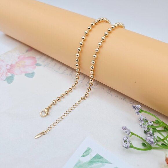 Rose Gold Polished Ball Chain Necklace for Women, 45cm Adjustable, XPNL0050 - Picture 8 of 13